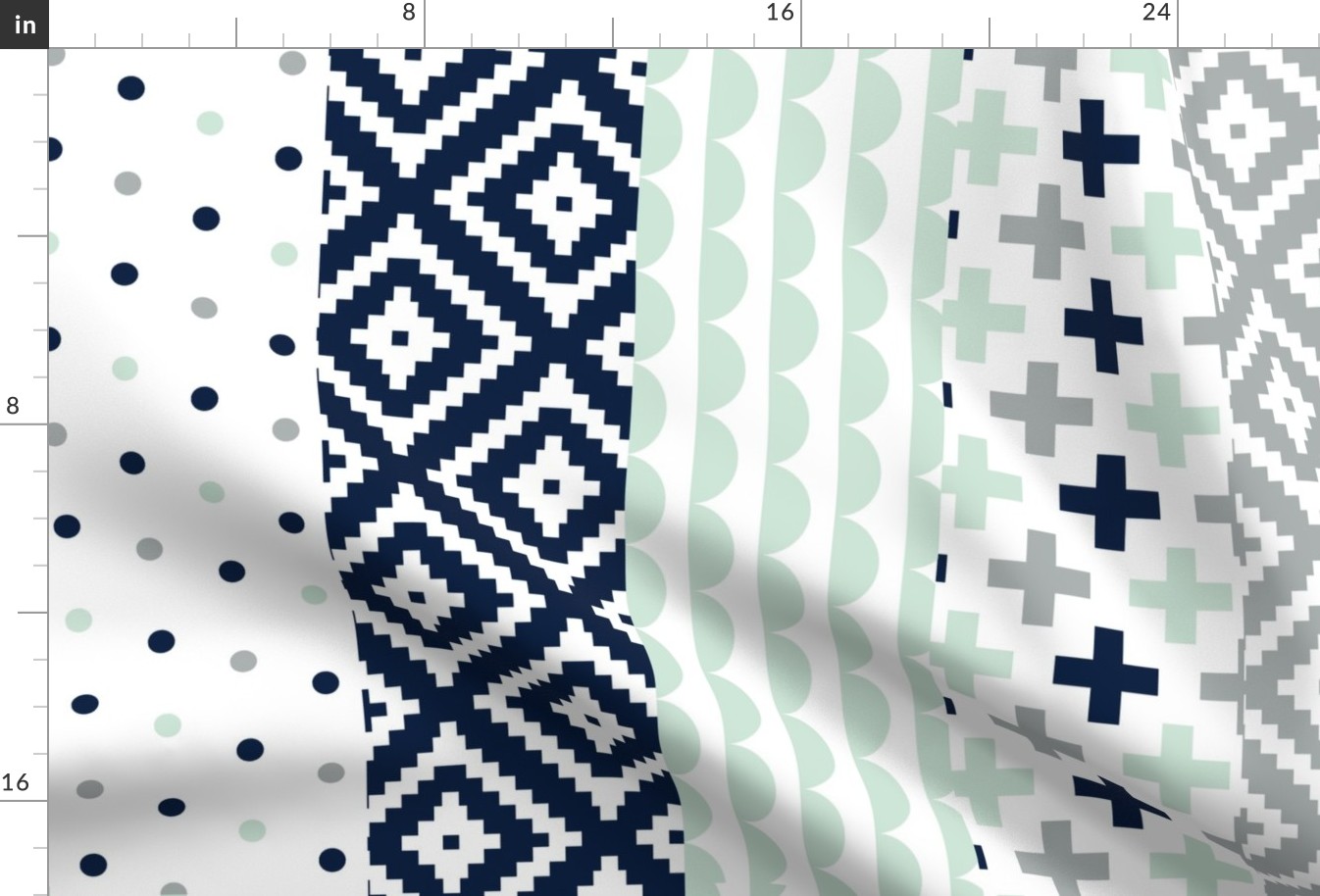 Wholecloth 1 yard cut // Cheater Quilt // navy,mint,grey