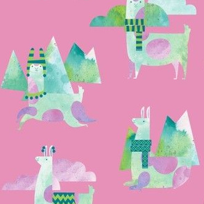 Watercolor Llamas in Pink!