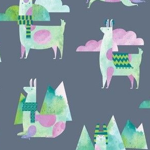 Watercolor Llamas in Gray!