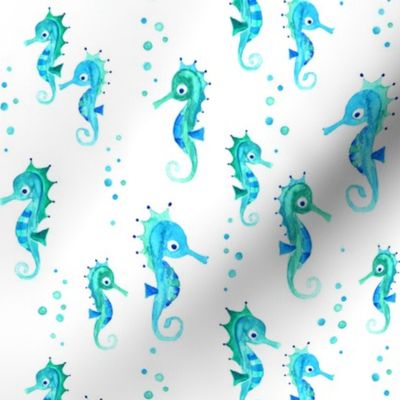 Watercolor seahorses