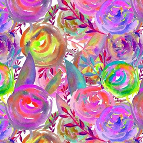 WATERCOLOR FLOWERS FUN PARTY on WHITE