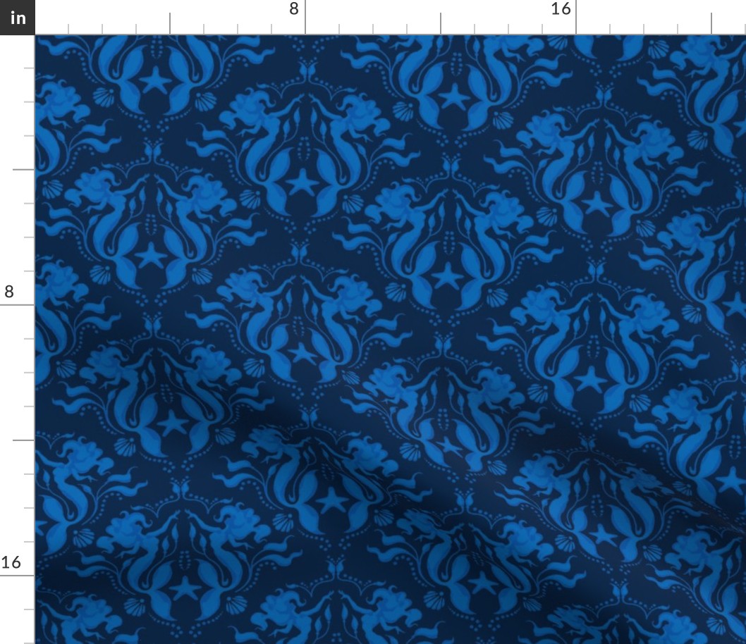 Mermaid Damask-Royal Blue/navy PG-ch