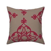 16-18N Love Hearts Taupe Fall Red Cranberry Diamond Garnet Home Decor_Miss Chiff Designs