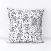 robot pattern - black & white - large