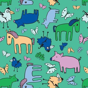 Pigs & Ponies - Green & Blue