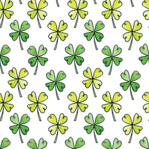 Shamrocks, A Printed Painted Pattern in Emerald + Lime