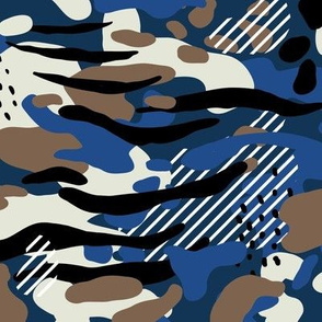 Navy Camo, abstract painterly with tiger stripes