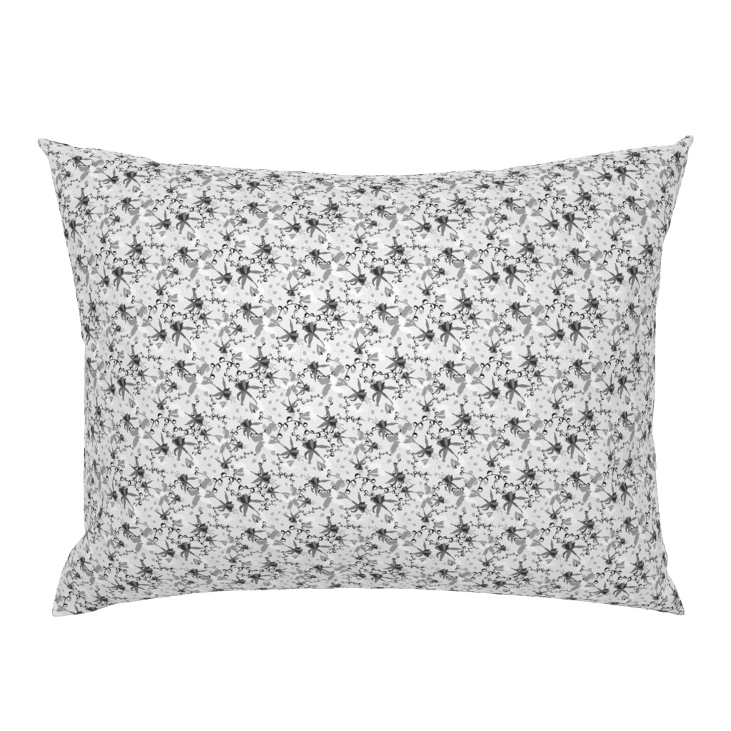 Art Deco Fuchsia Floral || Botanical Black white light gray grey _ Miss Chiff Designs