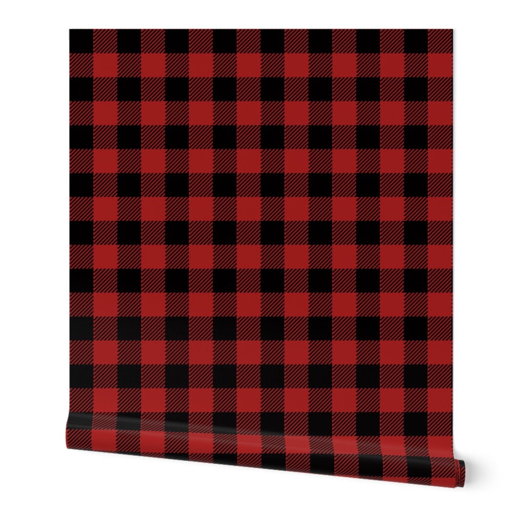 90's Black and Red Buffalo Check Plaid - Small Scale