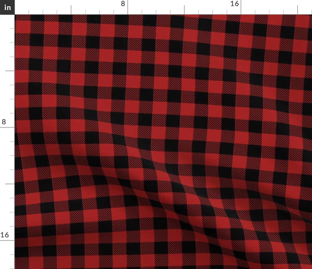 90's Black and Red Buffalo Check Plaid - Small Scale