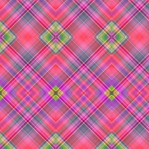 WATERCOLOR FLOWERS FUN PARTY DIAGONAL PLAID