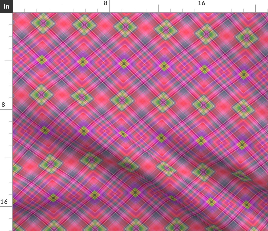 WATERCOLOR FLOWERS FUN PARTY DIAGONAL PLAID