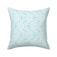 White lace on blue background