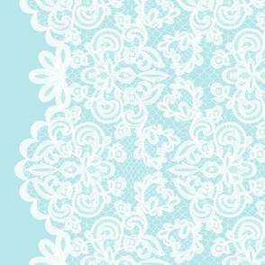 White lace on blue background