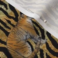 Bengal Tiger on Glittery Stripes