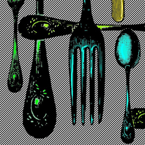 Cutlery Green and Blue 