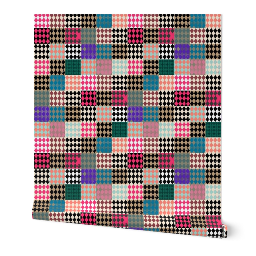 Harlequin Diamonds Cheater Quilt Blocks