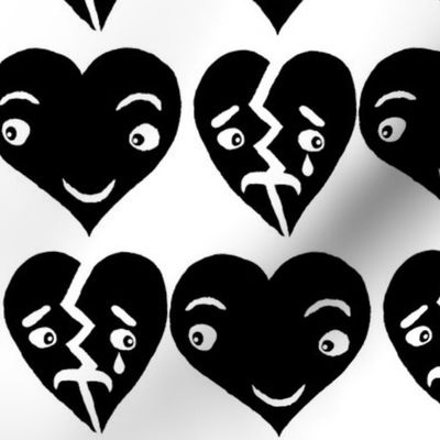 #SFDesignADay block print hearts black and white, large scale