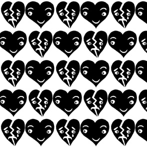 #SFDesignADay block print hearts black and white, large scale