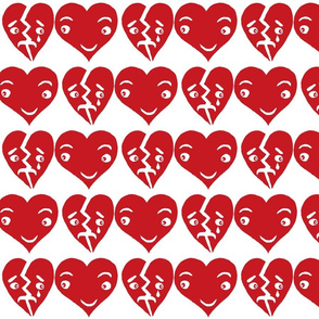 #SFDesignADay block print hearts red white, large scale