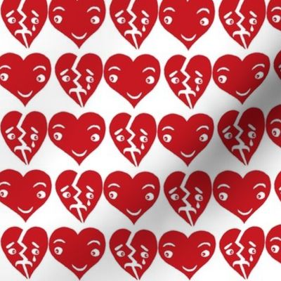 #SFDesignADay block print hearts red white, small scale