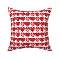 #SFDesignADay block print hearts red white, small scale