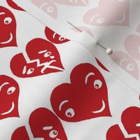 #SFDesignADay block print hearts red white, small scale