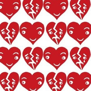 #SFDesignADay block print hearts red white, small scale