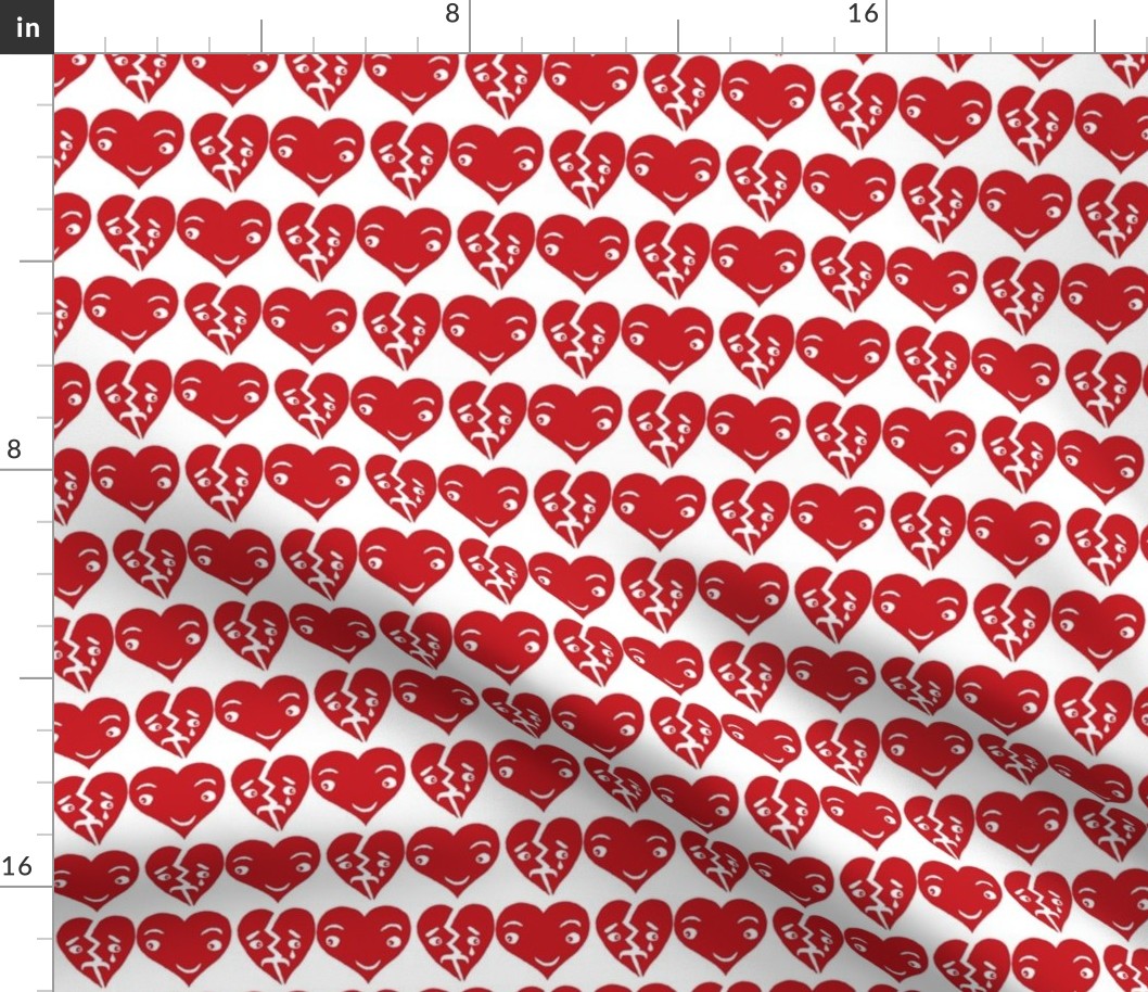 #SFDesignADay block print hearts red white, small scale