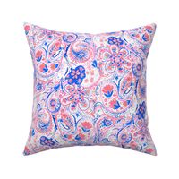 Paisley Watercolor Blue Coral