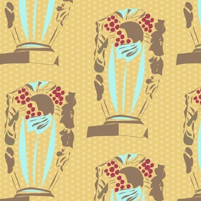 Taupe Vase on Mustard Polka Dot_Miss Chiff Designs
