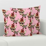 #SFDesignADay Steampunk Chihuahua pink red beige, large scale