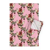 #SFDesignADay Steampunk Chihuahua pink red beige, large scale