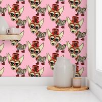 #SFDesignADay Steampunk Chihuahua pink red beige, large scale