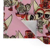 #SFDesignADay Steampunk Chihuahua pink red beige, large scale