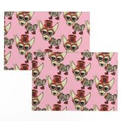 #SFDesignADay Steampunk Chihuahua pink red beige, large scale