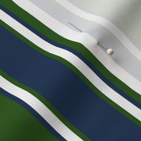 Hunter Green, Navy Blue, and White Vertical Thin and Thick Stripes