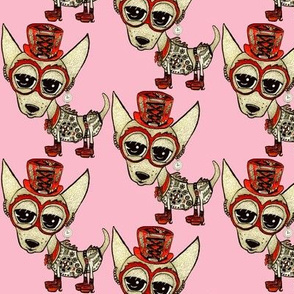 Steampunk Chihuahua pink red beige, small scale