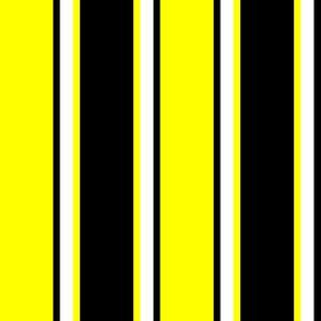 Black, Yellow, and White Thin and Thick Stripes