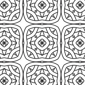 Tiled Black and White Coloring In 