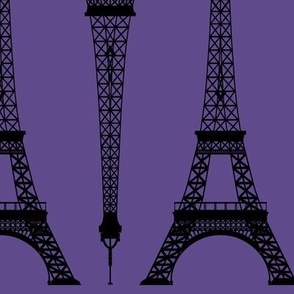 Twelve Inch Black Eiffel Tower on Ultra Violet Purple
