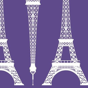 Twelve Inch White Eiffel Tower on Ultra Violet Purple