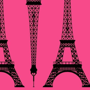 Twelve Inch Black Eiffel Tower on French Rose