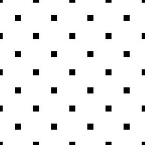 Black Square Polka Dots on White