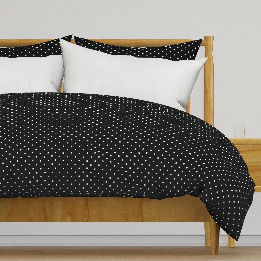 White Square Polka Dots on Black