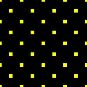 Yellow Square Polka Dots on Black