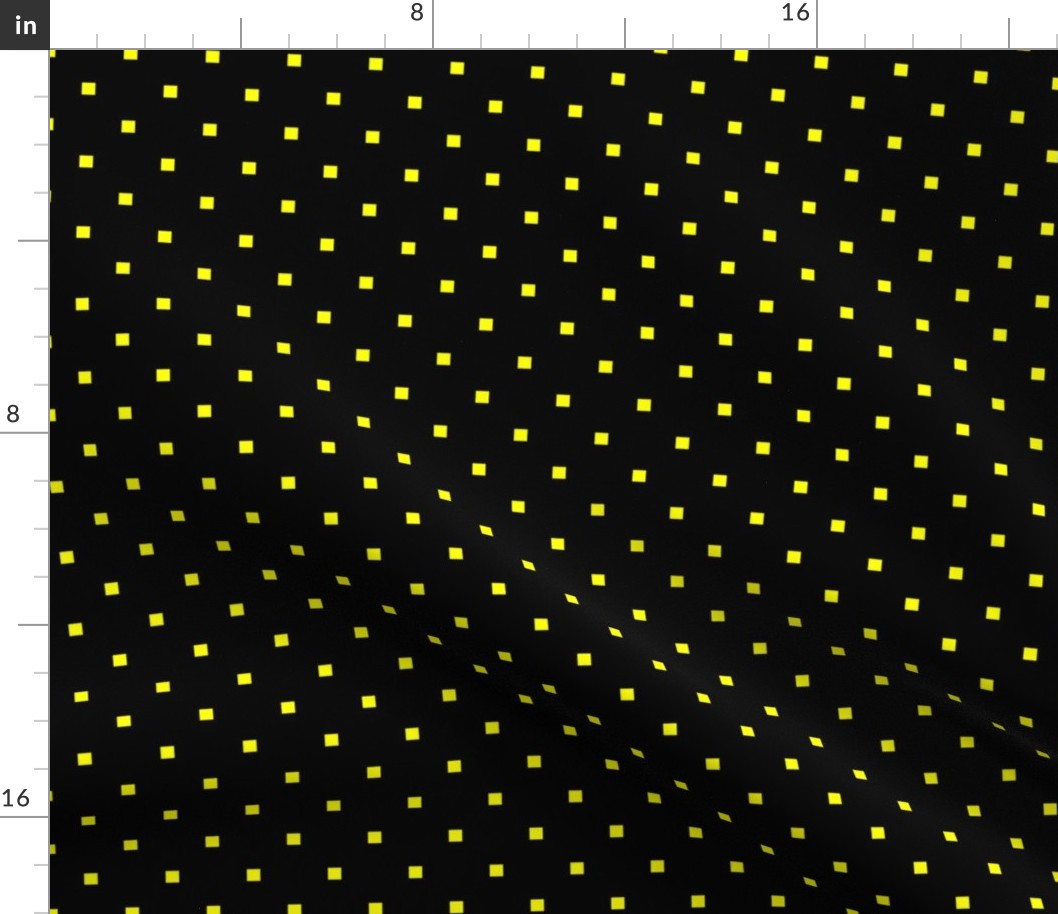 Yellow Square Polka Dots on Black