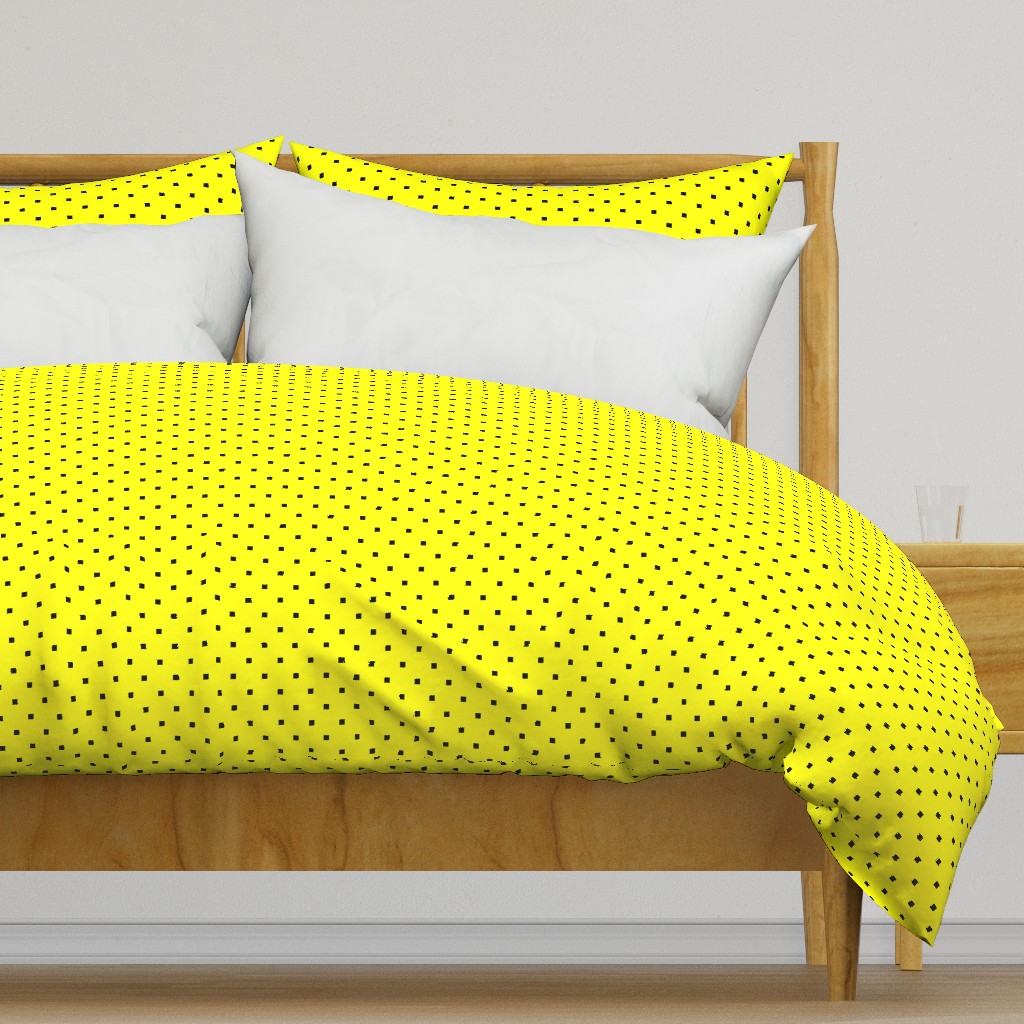 Black Square Polka Dots on Yellow