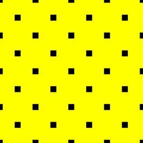 Black Square Polka Dots on Yellow