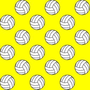 One Inch Black and White Volleyball Balls on Yellow